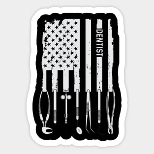 Vintage Dentist Dental Hygienist American Flag 4th Of July Sticker